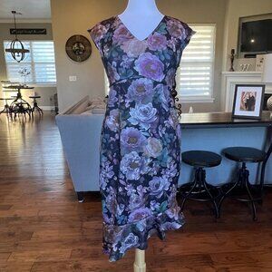 Jessica Simpson Floral Sheath Dress Women's Size Small Fitted Asymmetrical Hem